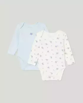 Упаковка из двух боди для девочек с длинными рукавами Cotton Juice, синий