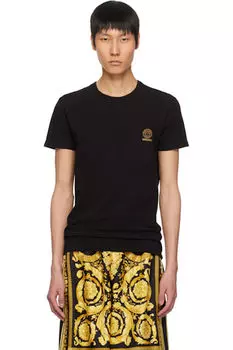 Упаковка из двух черных футболок с изображением Медузы Versace Underwear