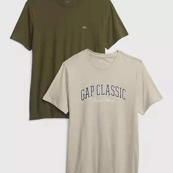 Упаковка из двух футболок из хлопка с принтом Gap, серый