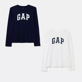 Упаковка из двух футболок с длинными рукавами и логотипом Gap, белый
