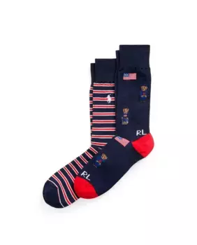 Упаковка из двух коротких мужских носков с разными принтами Polo Ralph Lauren, синий