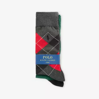 Упаковка из двух носков из хлопчатобумажной смеси с узором «Аргайл» Polo Ralph Lauren, черный