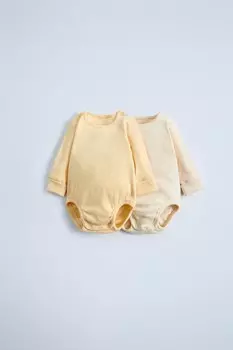 Упаковка из двух регулируемых боди в ребристую стиле ZARA, желтый