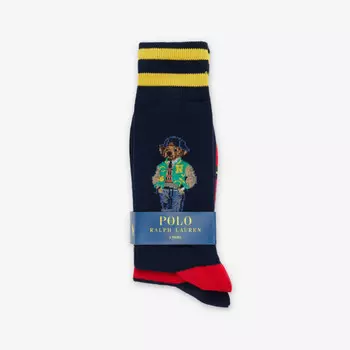 Упаковка из двух трикотажных носков из хлопковой смеси Bear-Intarsia Polo Ralph Lauren, синий