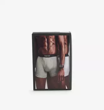 Упаковка из двух трусов-боксеров из эластичного хлопка с фирменным поясом Tom Ford, белый
