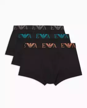 Упаковка из трех хлопковых боксеров Armani, чёрный