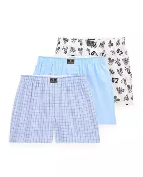 Упаковка из трех мужских хлопковых трусов-боксеров разных цветов Polo Ralph Lauren, синий