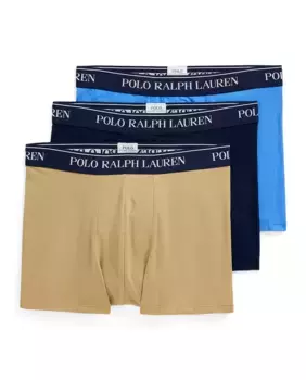 Упаковка из трех мужских хлопковых трусов-боксеров разных цветов Polo Ralph Lauren, мультиколор