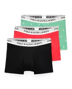 Упаковка из трех мужских хлопковых трусов-боксеров разных цветов Polo Ralph Lauren, мультиколор