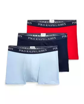 Упаковка из трех мужских хлопковых трусов-боксеров разных цветов Polo Ralph Lauren, мультиколор
