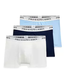 Упаковка из трех мужских хлопковых трусов-боксеров разных цветов Polo Ralph Lauren, синий