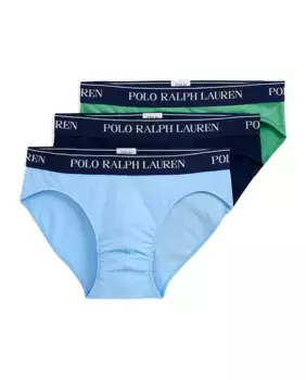 Упаковка из трех однотонных хлопковых мужских трусов Polo Ralph Lauren, синий
