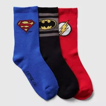 Упаковка из трех пар коротких носков с изображением супергероев Gap, синий
