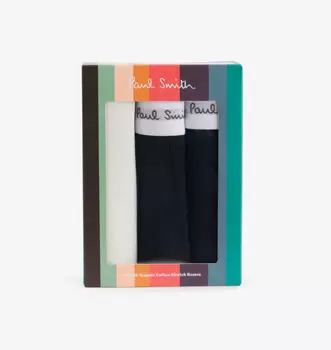 Упаковка из трех трусов-боксеров из эластичного хлопка с фирменным поясом Paul Smith, черный