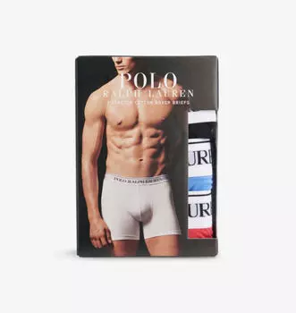 Упаковка из трех трусов-боксеров из эластичного хлопка с фирменным поясом Polo Ralph Lauren, мультиколор