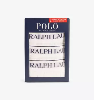 Упаковка из трех трусов из эластичного хлопка с фирменным поясом Polo Ralph Lauren, мультиколор