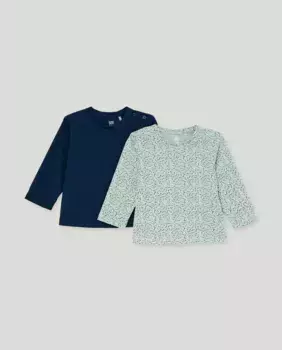 Упаковка простых футболок с длинными рукавами + детская футболка aop Baby El Corte Ingls, мультиколор