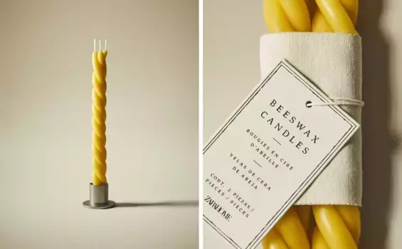 Упаковка свечей из пчелиного воска (2 шт.) Zara Home, желтый