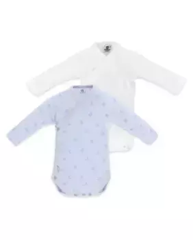 Упаковка в упаковке 2 детских боди 100% хлопок с длинным рукавом Cambrass, синий