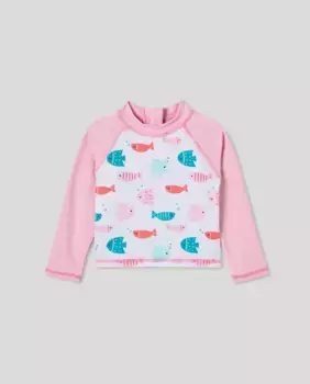 UPF50 футболка для девочки с принтом маленькой рыбки по всей поверхности Baby El Corte Ingls, белый