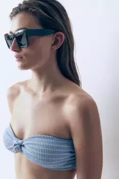 Уплотненный лиф бикини-бандо H&M, синий