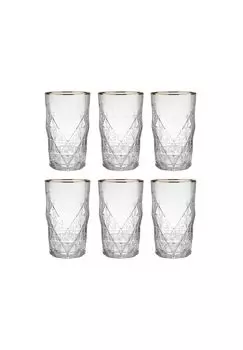 UPSCALE 6 стаканов для лонг-дринков с золотой оправой, 460 мл BUTLERS, цвет Transparent Gold