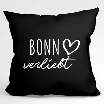 УРАА! Подушка Bonn in love декоративная подушка с наполнителем 40х40см Черный с названием любимого города Hellweg Druckerei
