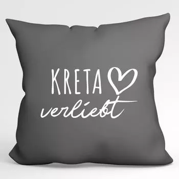УРАА! Подушка Crete in love декоративная подушка с наполнителем Steel Grey с названием любимого острова Hellweg Druckerei