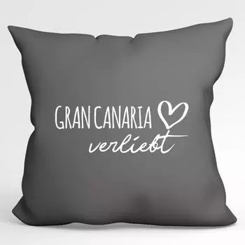 УРАА! Подушка Gran Canaria in love декоративная подушка с наполнителем Steel Grey с названием любимого острова Hellweg Druckerei