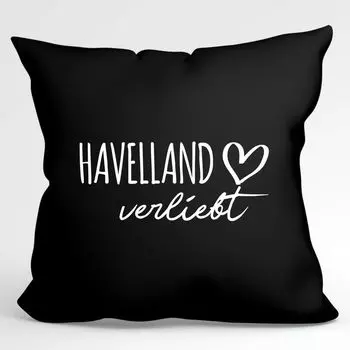УРАА! Подушка Havelland in love декоративная наволочка без наполнителя 40х40см Черный с названием любимого региона Hellweg Druckerei