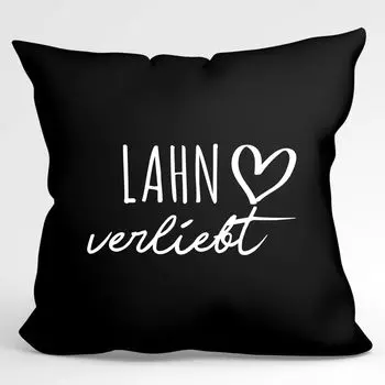 УРАА! Подушка Lan in love декоративная наволочка без наполнения 40х40см Черная с названием любимого города Hellweg Druckerei