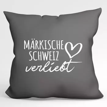 УРАА! Подушка Mrkische Schweiz in love декоративная подушка с наполнителем 40х40см Steel Grey с названием любимого региона Hellweg Druckerei