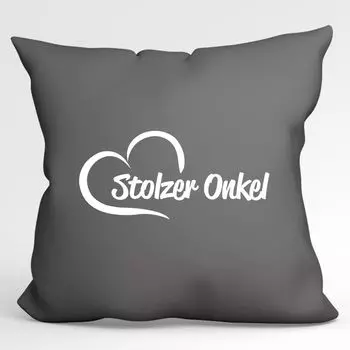 УРАА! Подушка Proud Uncle Heart Декоративная наволочка без наполнителя 40х40см Серая сталь с мотивом для любимых людей Hellweg Druckerei