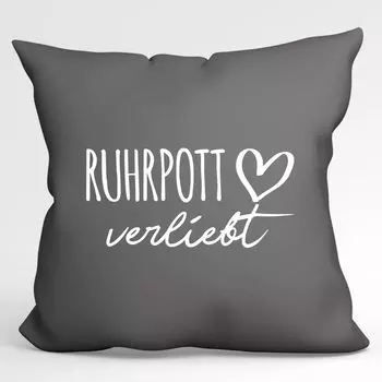 УРАА! Подушка Ruhrpott in love Декоративная наволочка без наполнителя 40х40см Серый Сталь с названием любимого региона Hellweg Druckerei