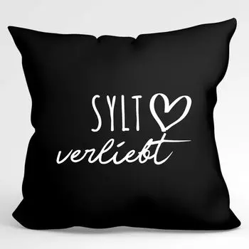УРАА! Подушка Sylt in love декоративная подушка с черным наполнением с названием любимого острова Hellweg Druckerei