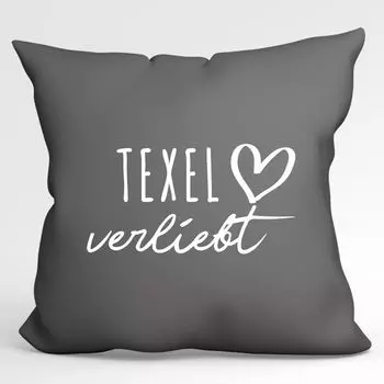 УРАА! Подушка Texel in love Декоративный чехол на подушку без наполнителя Steel Grey с названием любимого острова Hellweg Druckerei