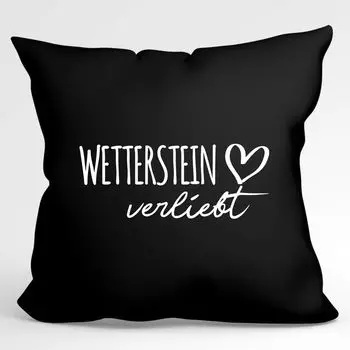 УРАА! Подушка Wetterstein in love Декоративная наволочка без наполнителя 40х40см Черный с названием любимого региона Hellweg Druckerei