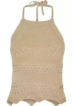 URBAN CLASSICS Muscle Shirt " Urban Classics Женский короткий вязаный топ с лямкой на бретельках крючком", цвет Softseagrass