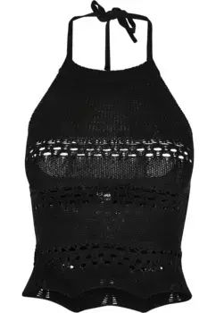 URBAN CLASSICS Muscle Shirt " Urban Classics Женский короткий вязаный топ с лямкой на бретельках крючком", черный