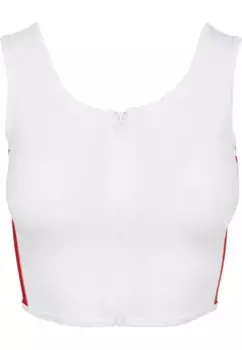 URBAN CLASSICS Muscle Shirt "Женский женский укороченный топ с полосками по бокам и молнией Urban Classics", цвет White/Firered/Navy