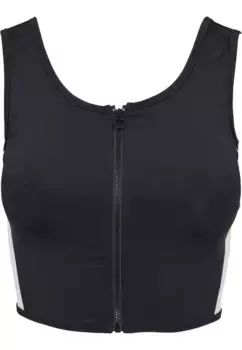 URBAN CLASSICS Muscle Shirt "Женский женский укороченный топ с полосками по бокам и молнией Urban Classics", черный, белый