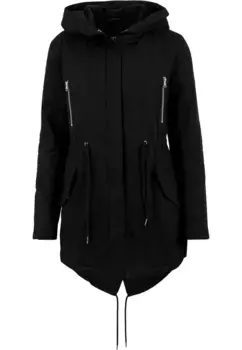 URBAN CLASSICS Парка " Urban Classics Женская хлопковая парка на подкладке из шерпы" (1 шт.), с капюшоном, черный