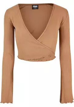 URBAN CLASSICS с длинным рукавом " Urban Classics Ladies Укороченный длинный рукав с запахом в рубчик", коричневый