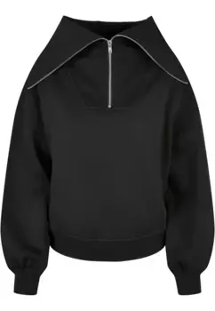 URBAN CLASSICS Свитер " Urban Classics Ladies Ladies Oversized High Neck Troyer Crew", черный