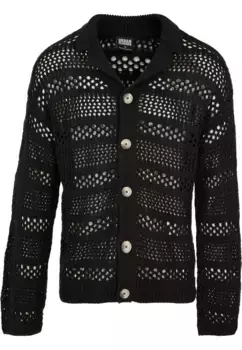 URBAN CLASSICS Вязаная флисовая куртка " Urban Classics Men's Crocheted Cardigan" (1 шт.), без капюшона, черный