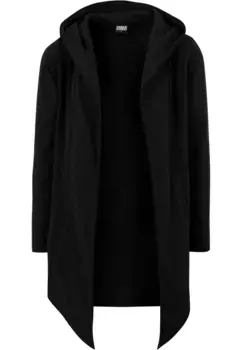 URBAN CLASSICS Вязаная флисовая куртка " Urban Classics Men's Long Hooded Open Edge Cardigan" (1 шт.), с капюшоном, черный