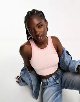 Urban Revivo – Розовая короткая майка с круглым вырезом