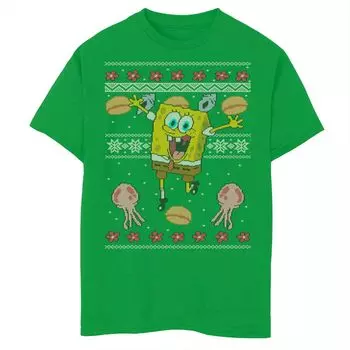 Уродливая рождественская футболка Nickelodeon SpongeBob SquarePants для мальчиков 8–20 лет с медузой Licensed Character