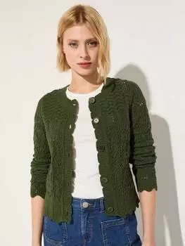 Урсула вяжет кардиган крючком Baukjen, хаки