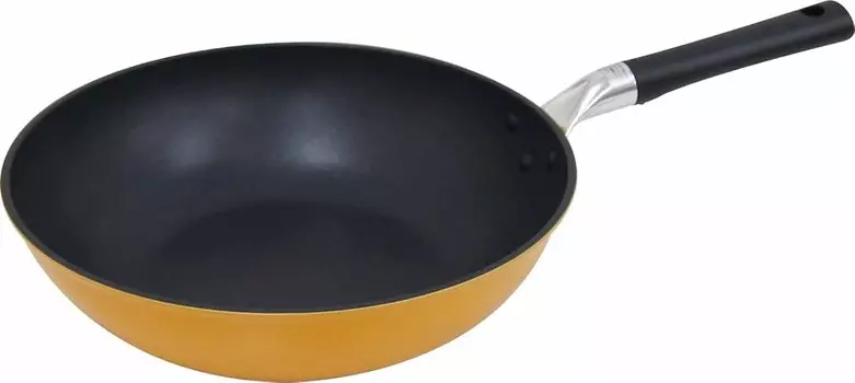 Urushiyama Metal Industries ANN-W28 Сковорода без ПФОК, глубокая сковорода, 11,0 дюймов (28 см), для газового огня, сделано в Японии, Yellow